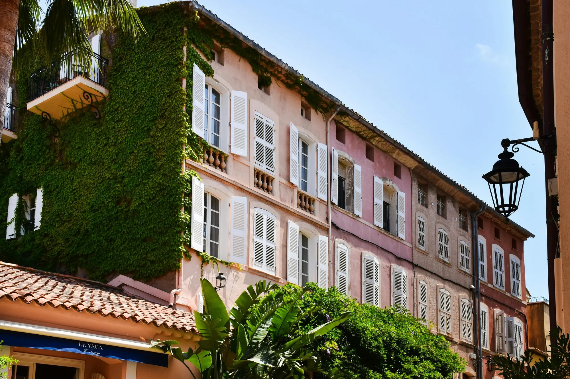 Hidden gems in Saint-Tropez — a village lane with pink façades